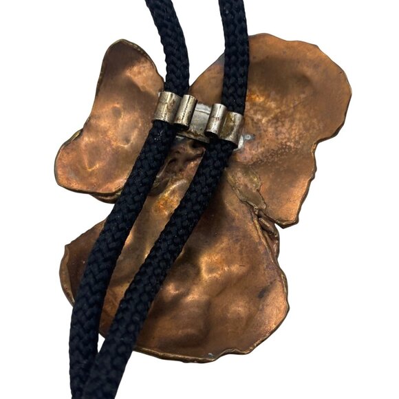 Vintage Brass Bolo Tie Necklace Gold-Toned Brutalist Modernist Pendant 34" Boho - Picture 6 of 7